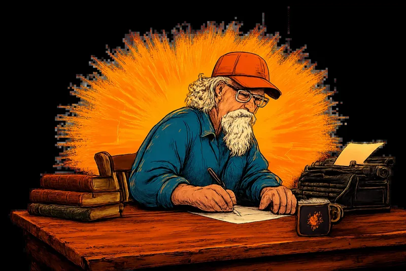 vOz writing at his desk